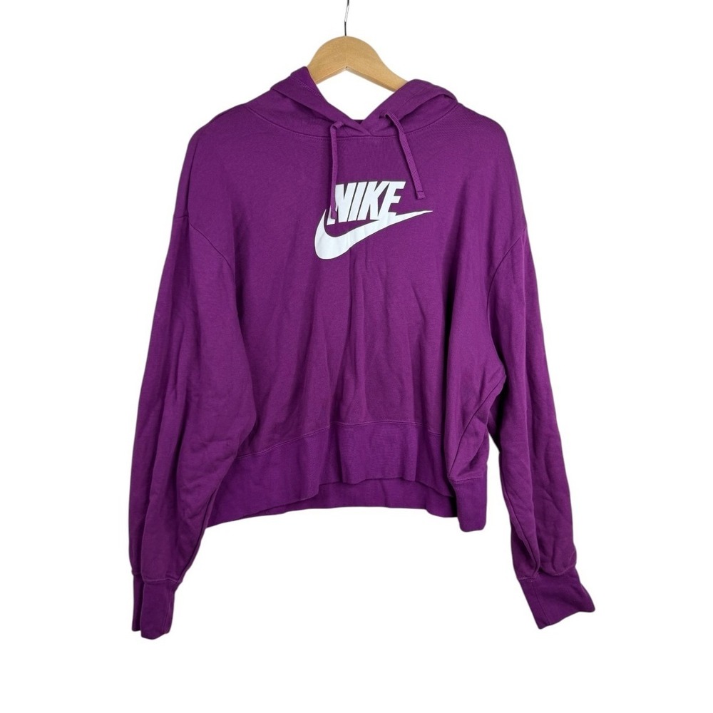 Nike Womens Cropped Sweatshirt Hoodie Size 1X Purple